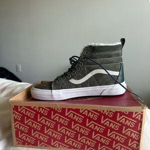 Vans High-Top Winter Sneakers in Olive and White